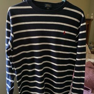 Polo long sleeved thermal striped shirt.  XL
